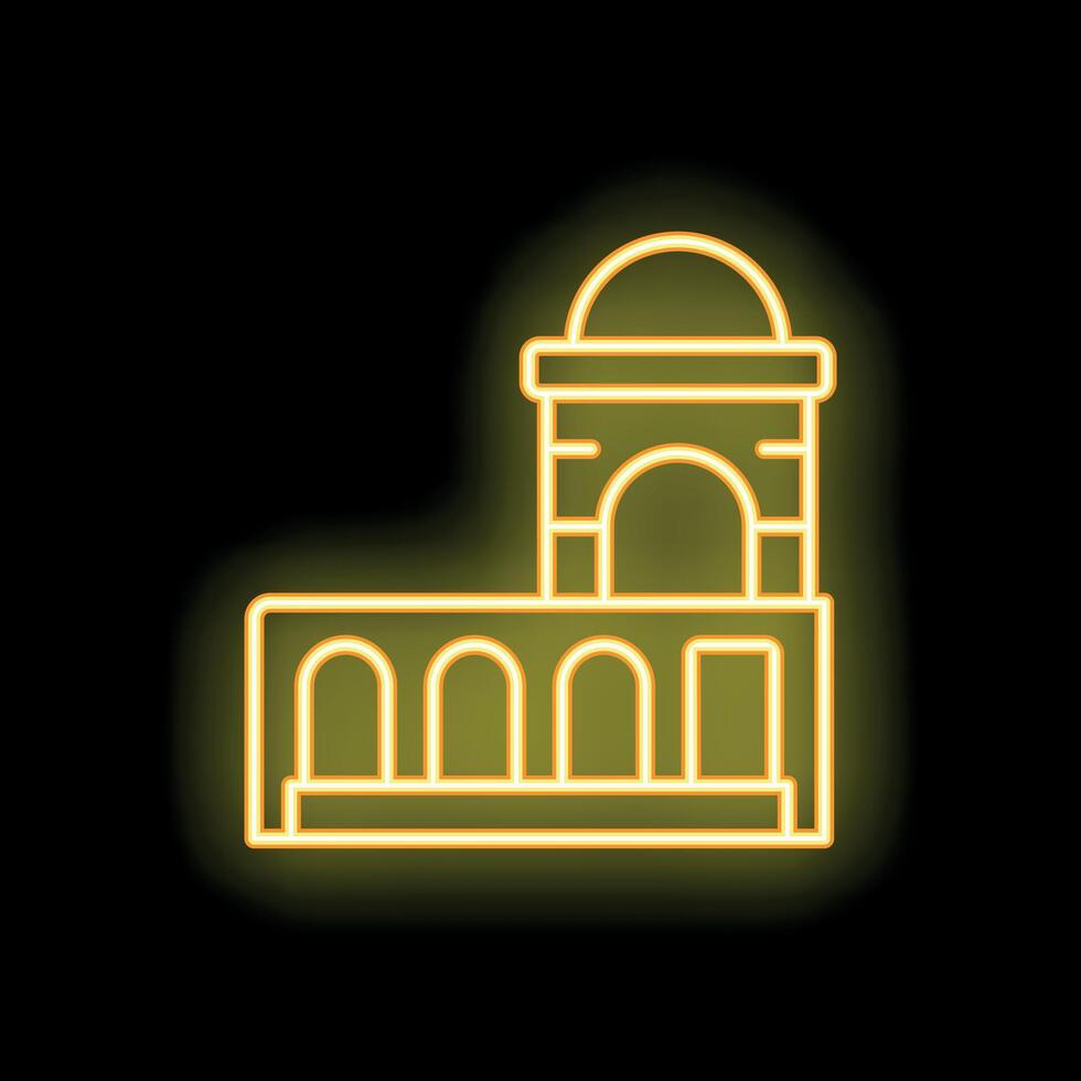 Neon style icon of ancient building with arches and dome vector
