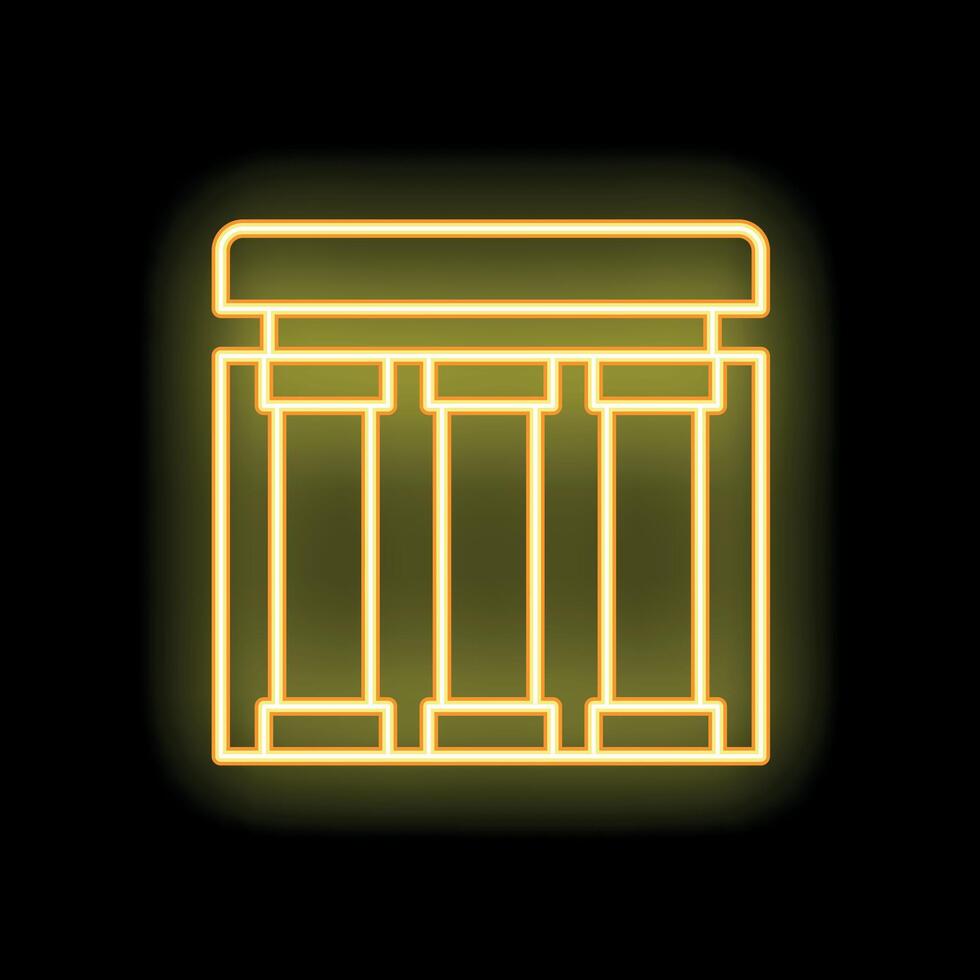 Glowing neon line ancient greek building icon isolated on black background illustration vector