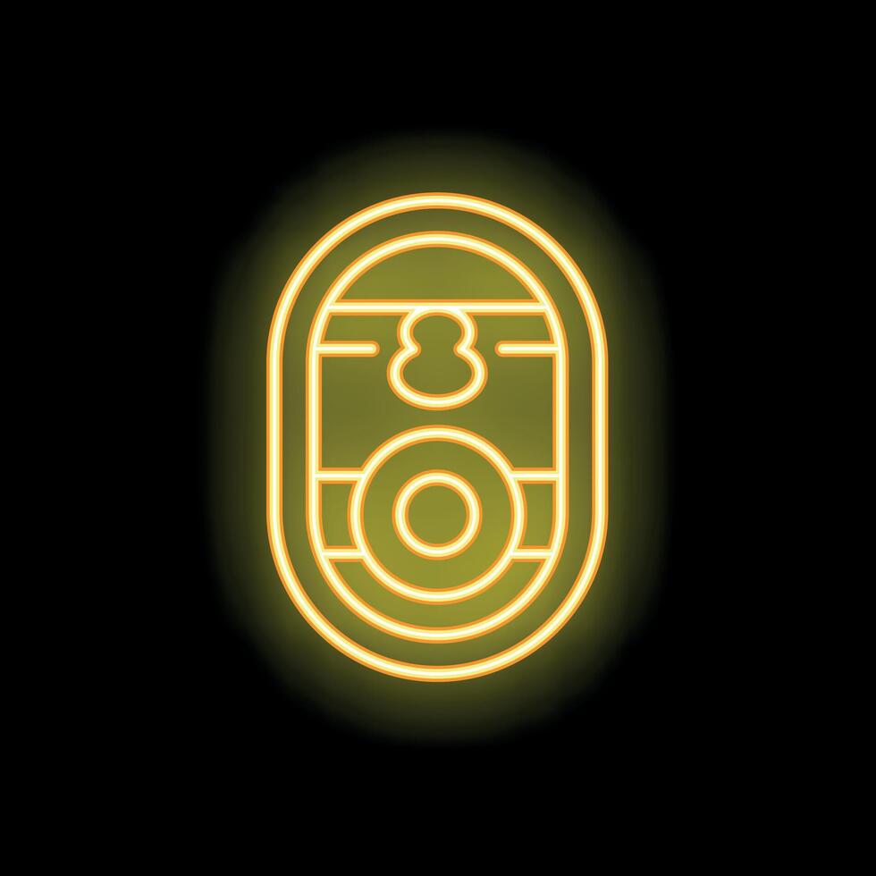 Neon sign of a speaker playing music on black background vector