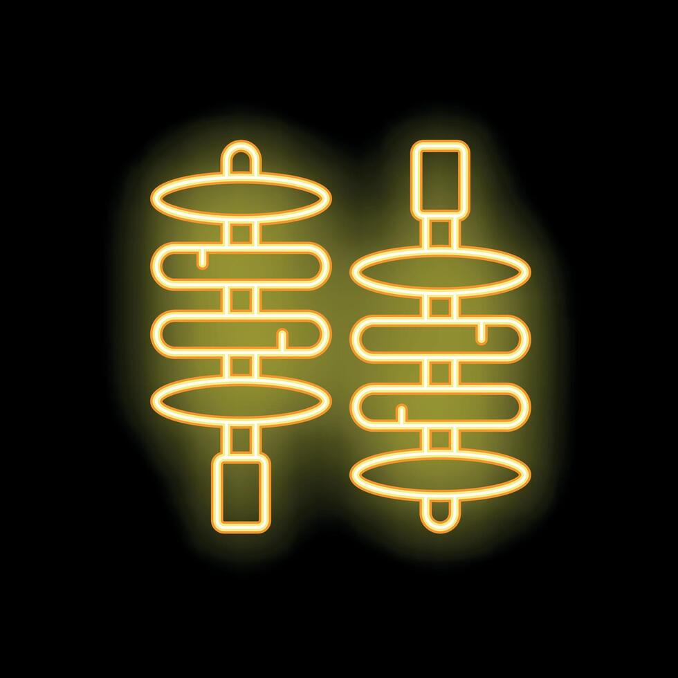 Neon sign of skewers glowing on black background vector