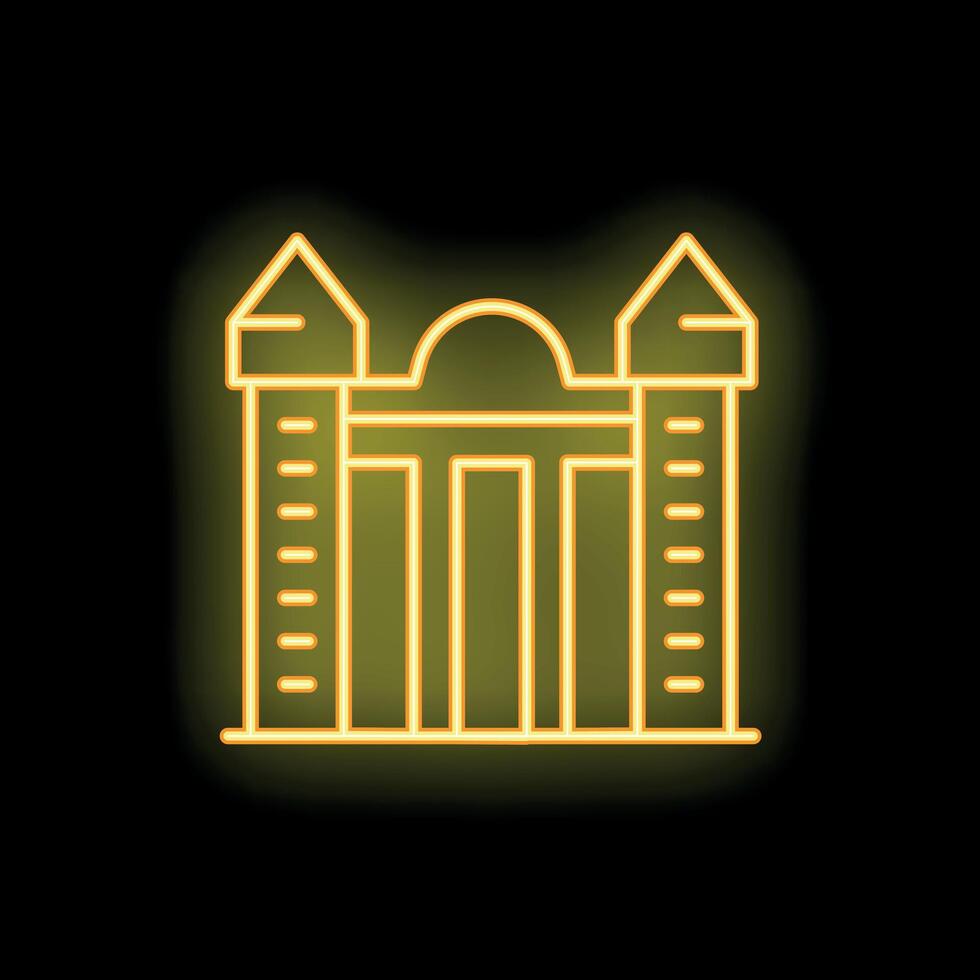 Glowing neon sign depicting brandenburg gate in berlin germany vector