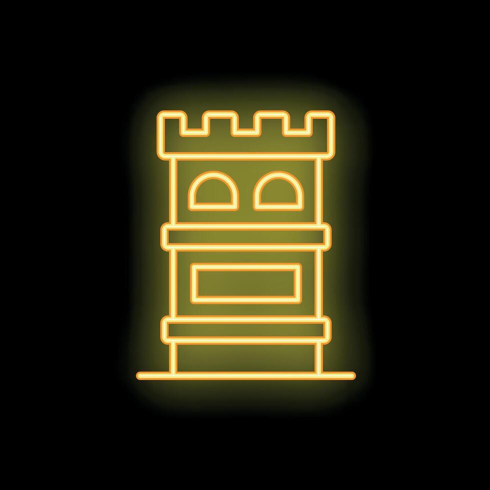 Glowing neon icon of a medieval castle tower on a black background vector