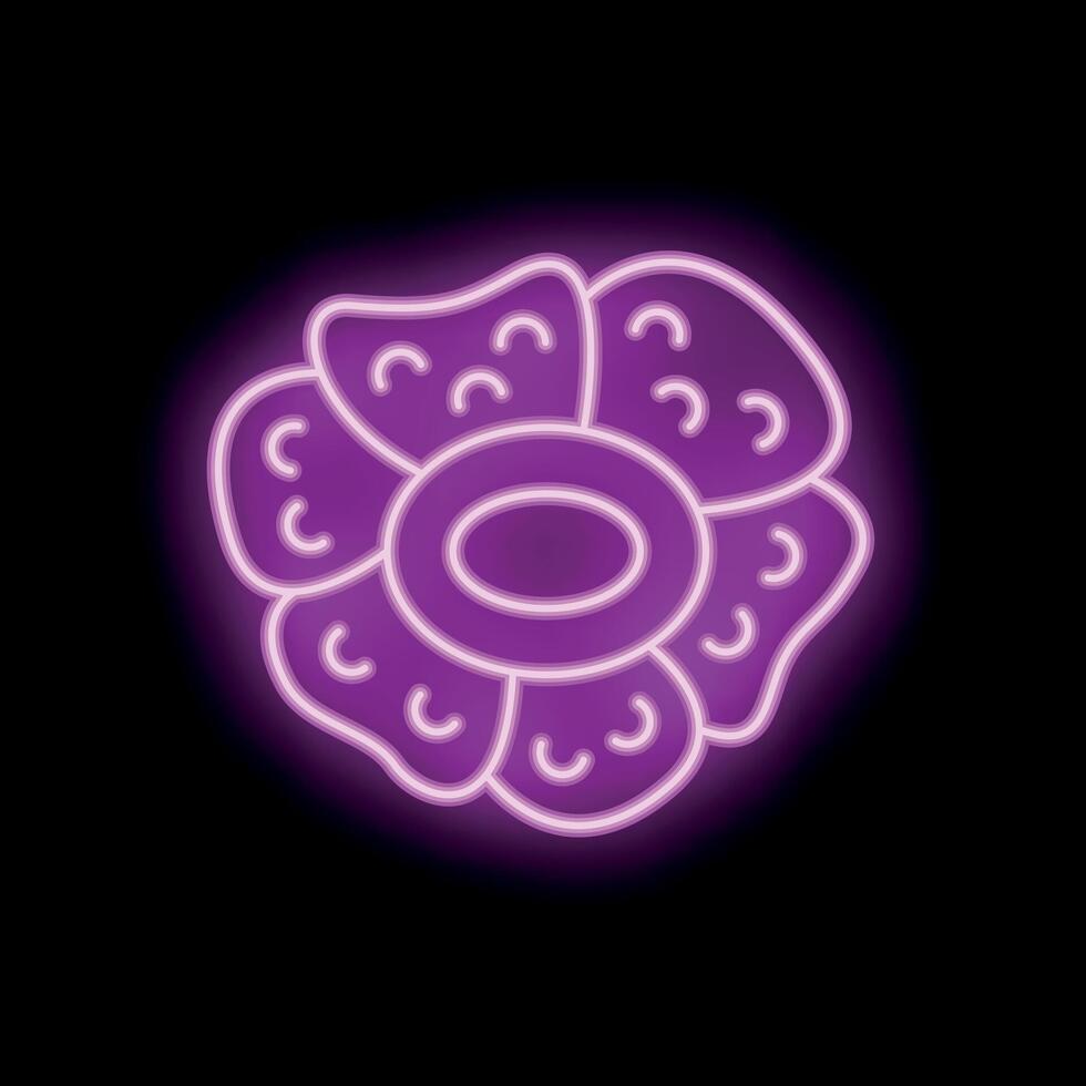 Neon purple flower glowing on black background vector