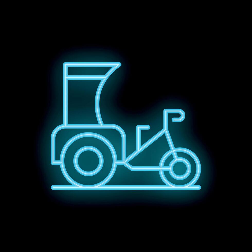 Neon sign of an asian tuk tuk taxi on a black background vector