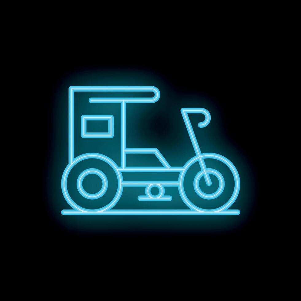 Neon sign of velomobile shining in the dark vector