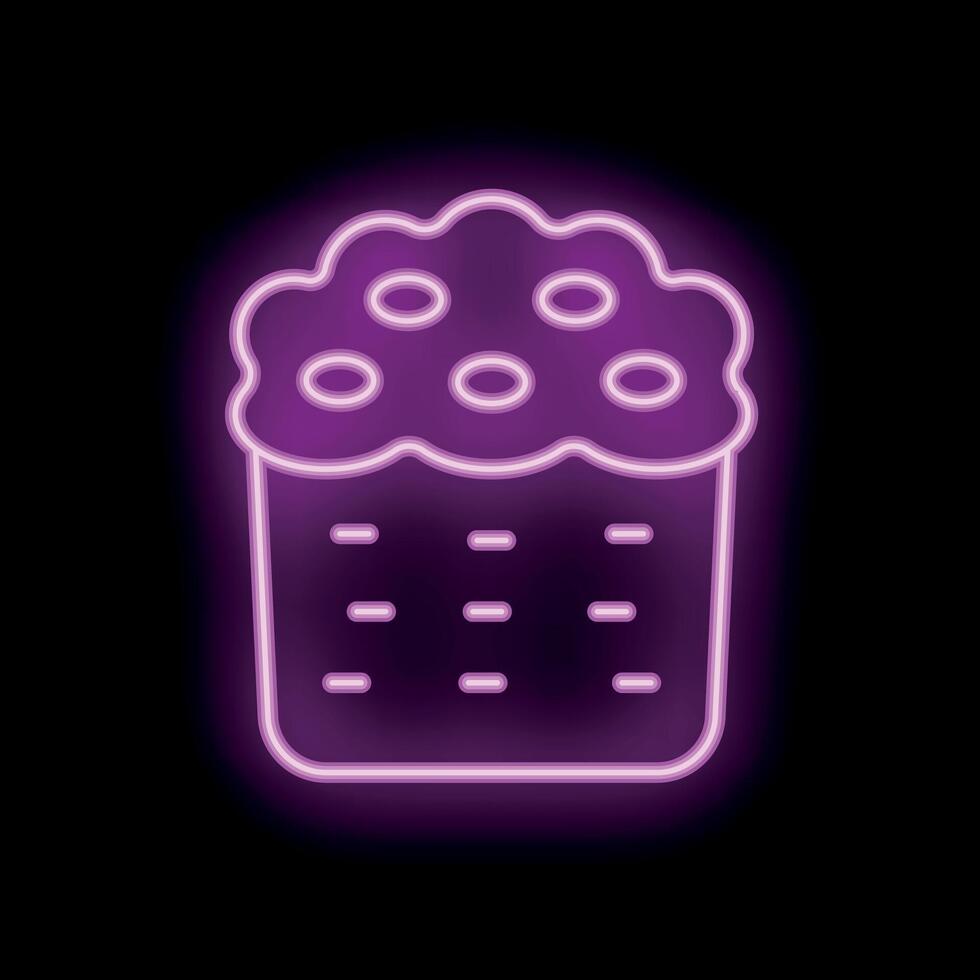Glowing neon icon of easter cake with glaze on black background vector