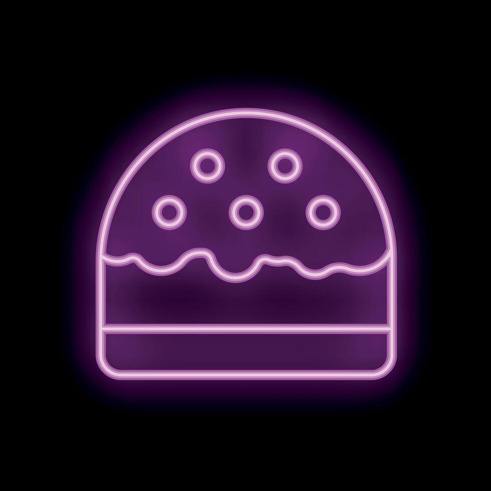 Neon purple easter cake sign with icing and sprinkles on black background vector