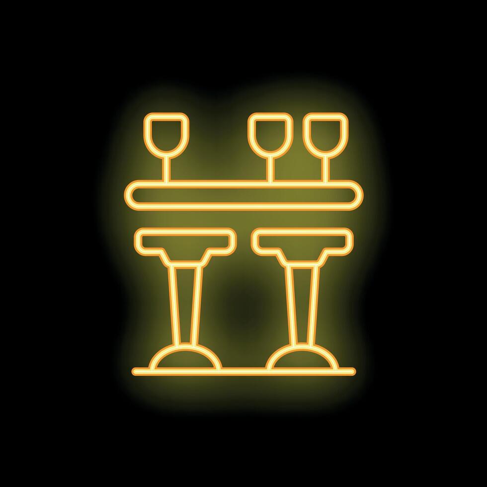 Neon sign depicting bar counter with stools and drinks vector