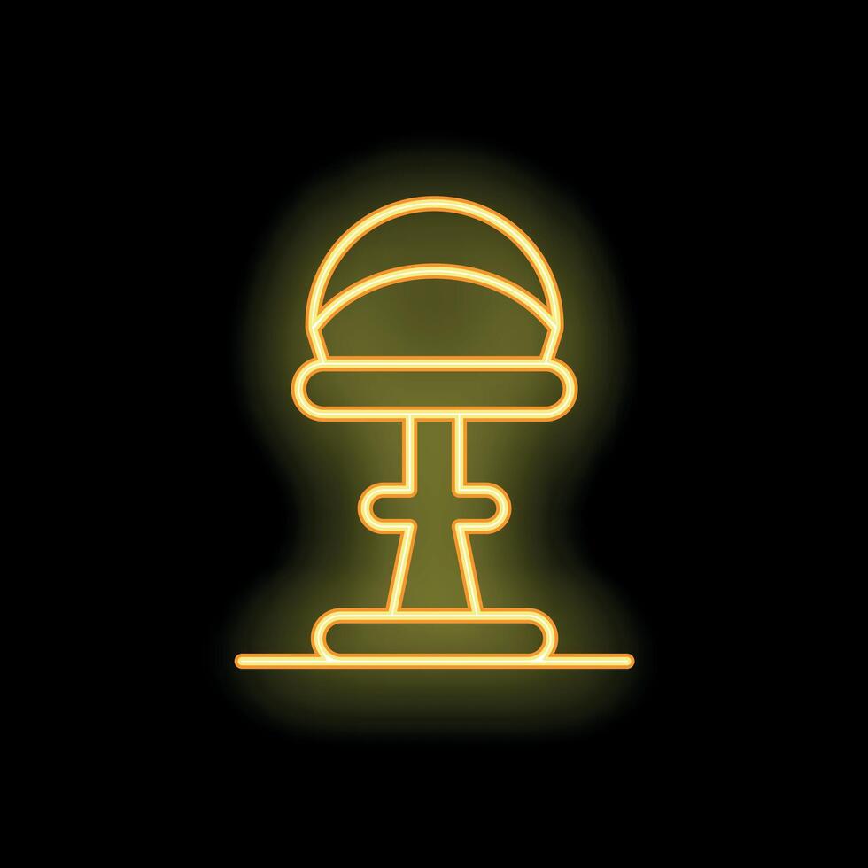 Neon sign showing mushroom cloud from nuclear explosion vector