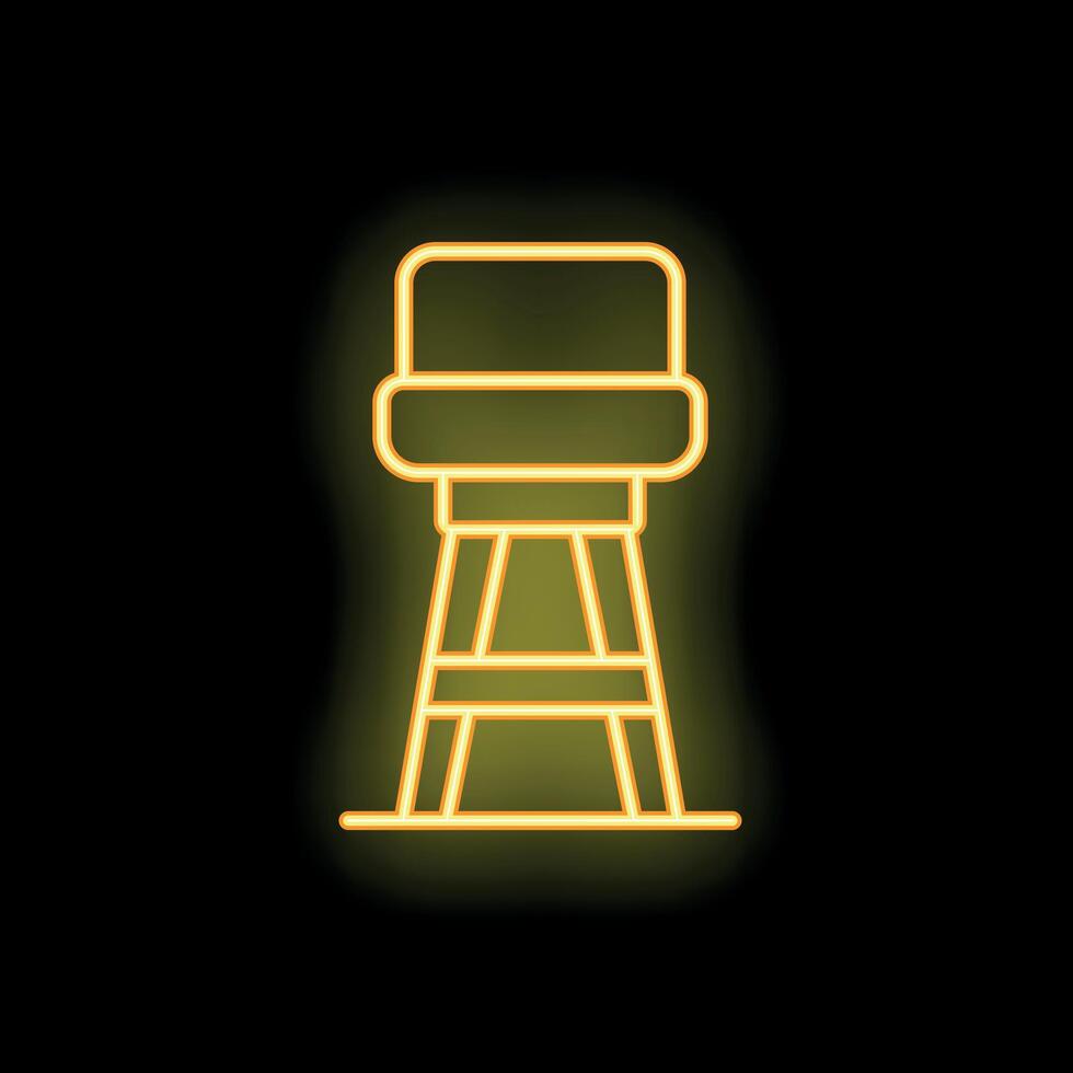 Glowing neon icon of a bar stool on black background vector