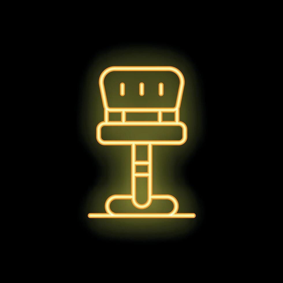 Glowing neon icon of a bar stool on black background vector