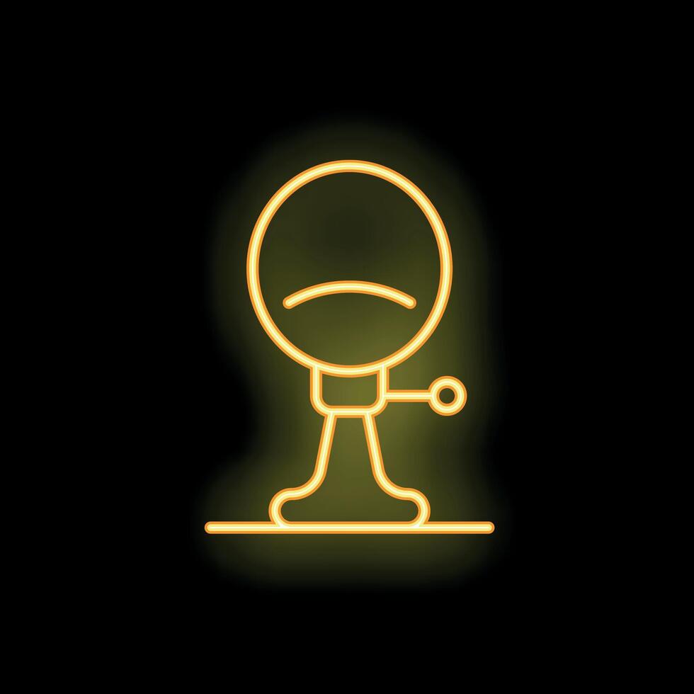Neon sign representing a vintage barber chair in yellow on a black background vector