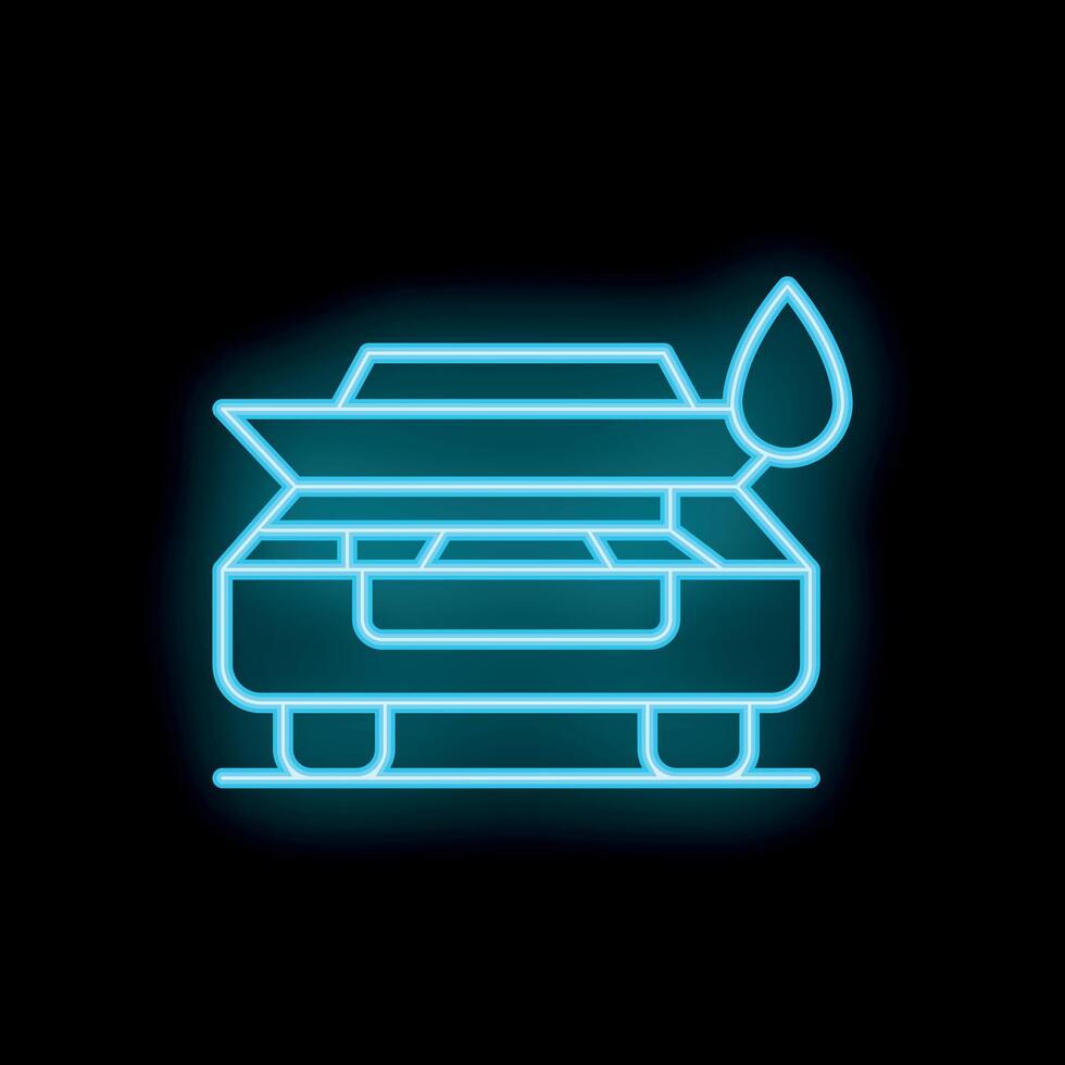 Neon style icon of car having oil change service done vector