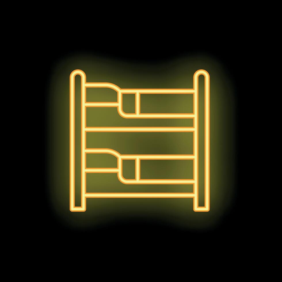 Glowing neon icon of a bunk bed for hotel or hostel advertising vector
