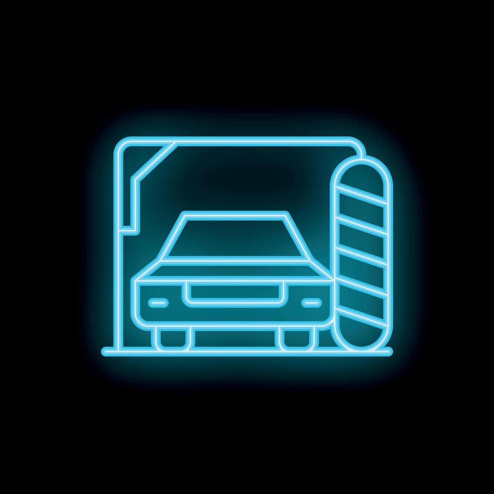 Neon sign of a car wash station on a black background vector