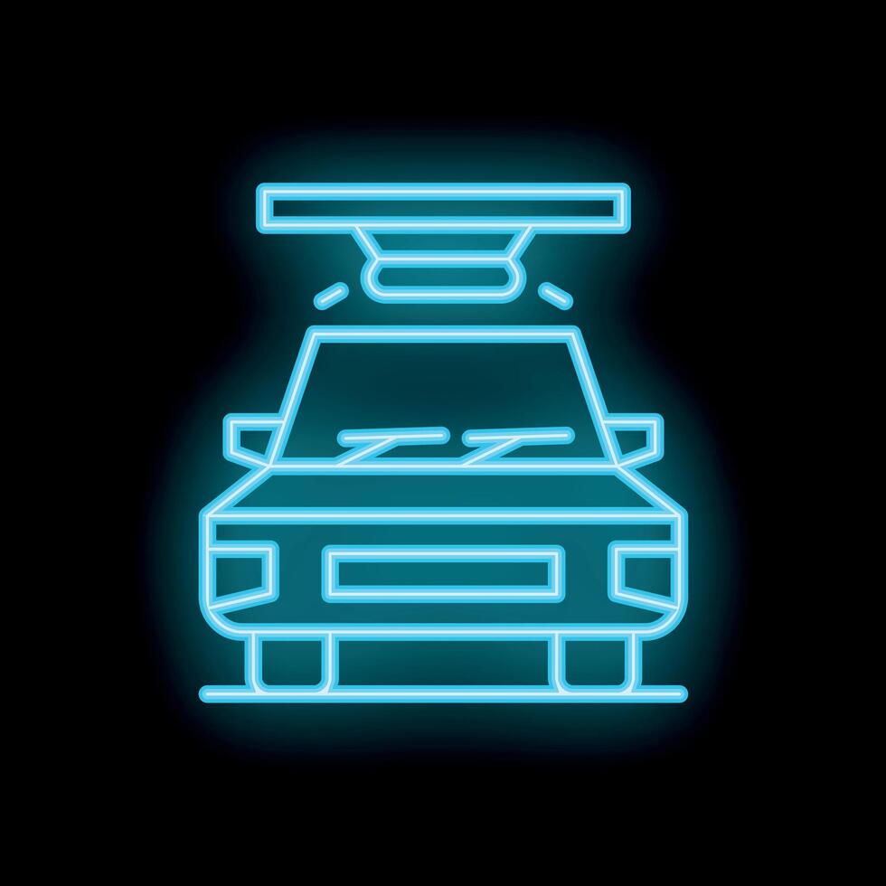 Neon car wash sign with shining lights on black background vector