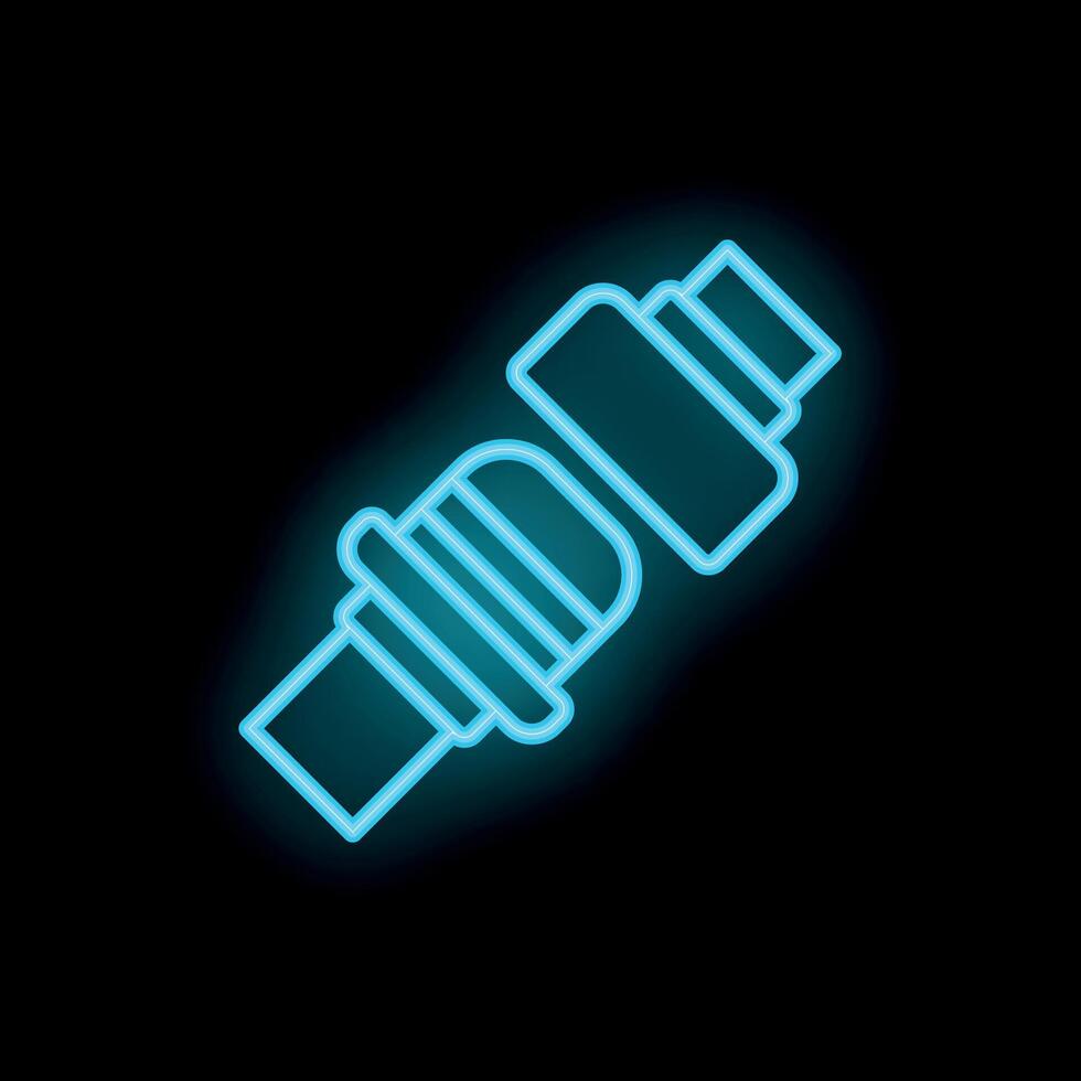 Blue neon icon of seat belt fastened on black background vector