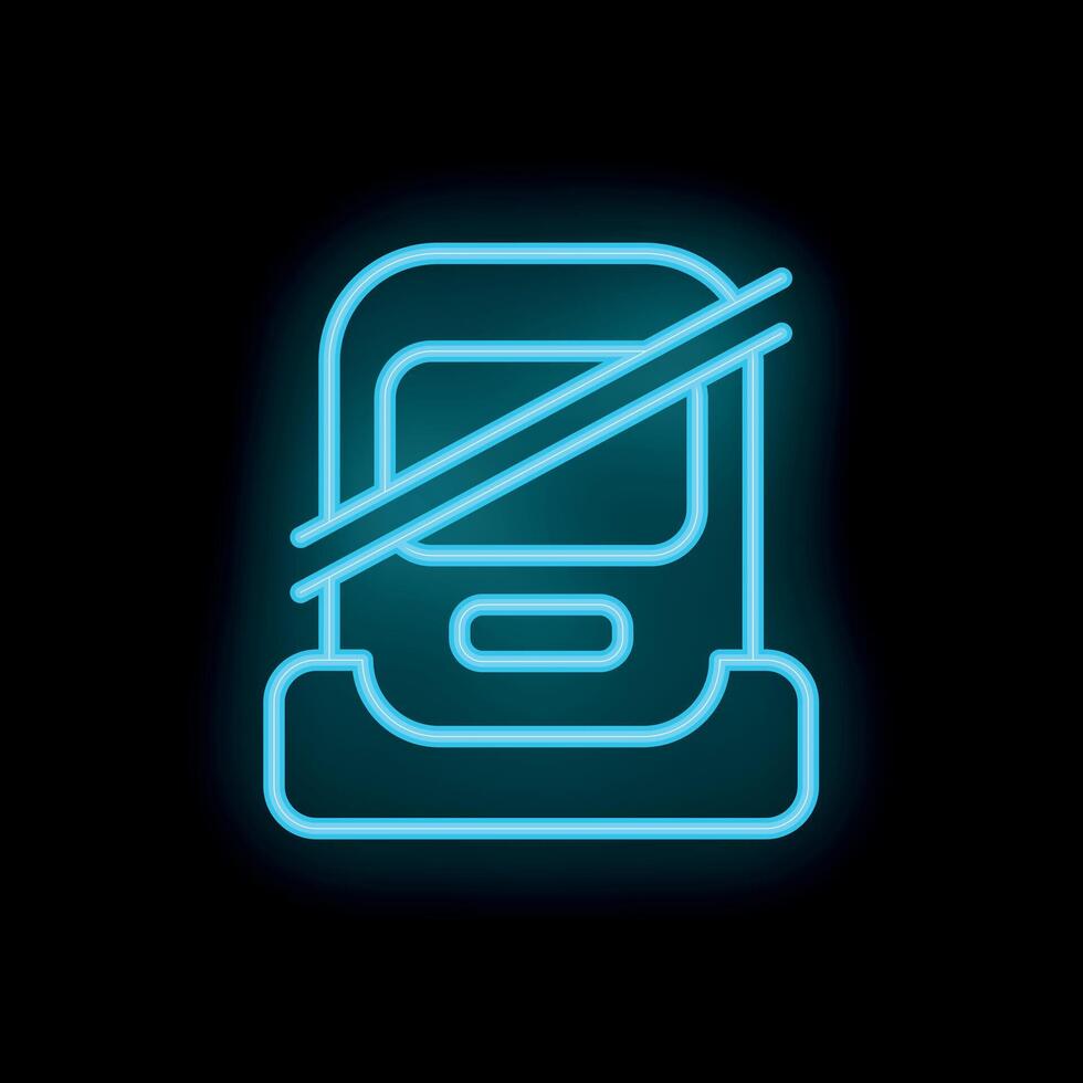 Neon no mobile phone allowed symbol on black background vector