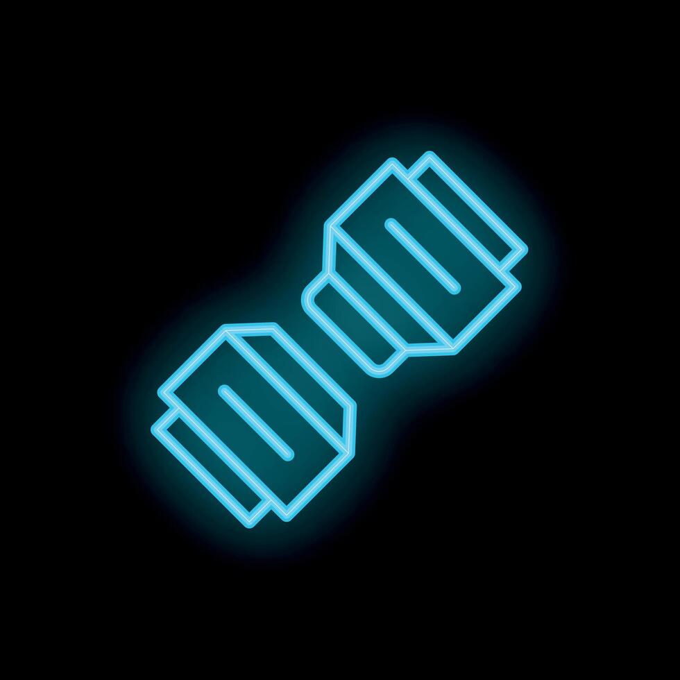 Neon blue seat belt buckle icon glowing on black background vector