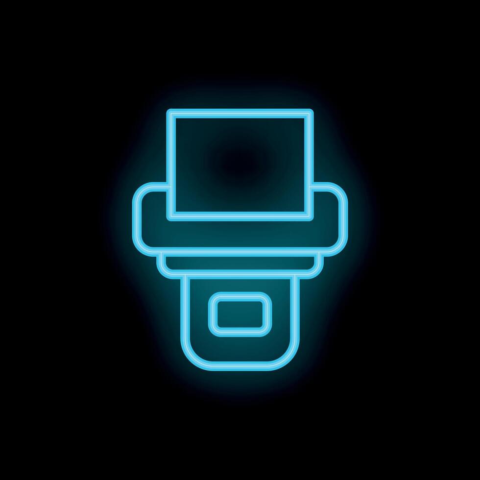 Neon printer icon glowing on black background vector