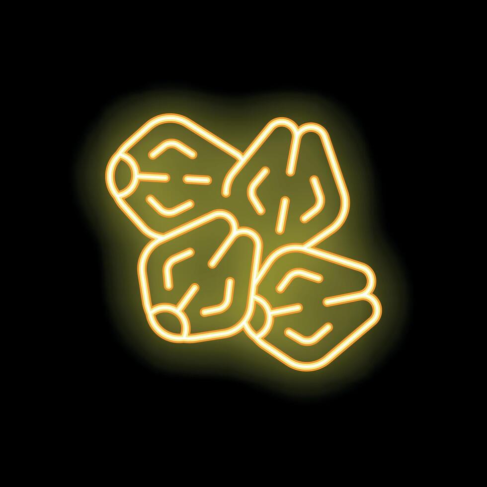 Yellow neon sign of dates fruits on a black background vector
