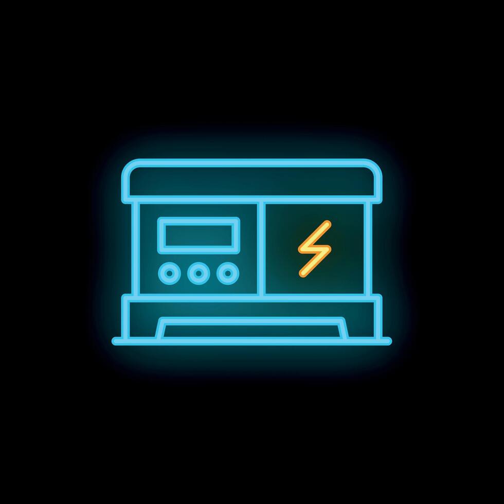Neon generator icon glowing on dark background vector