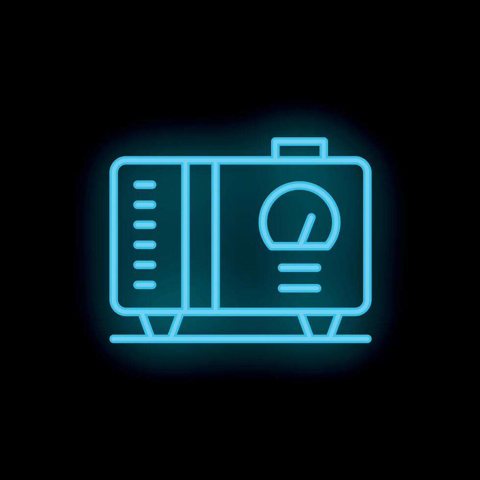 Blue neon sign of a generator producing electricity vector