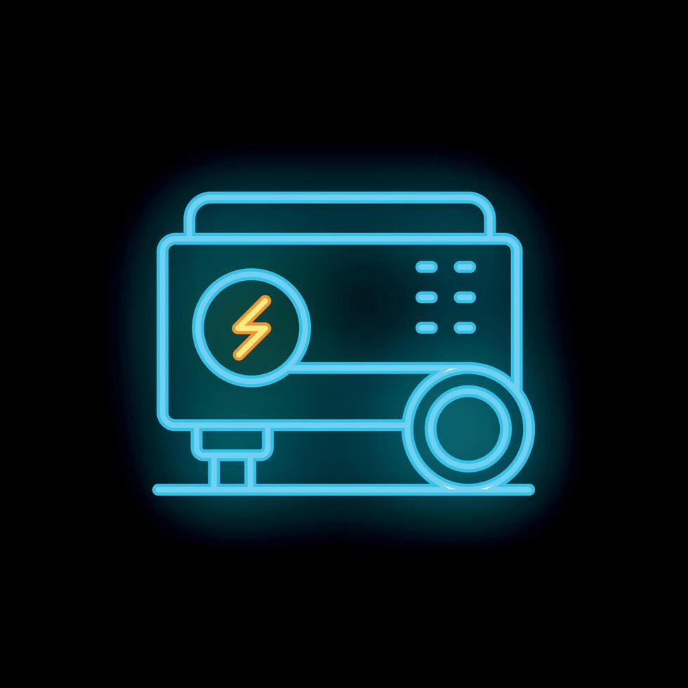 Neon generator icon glowing on dark background vector