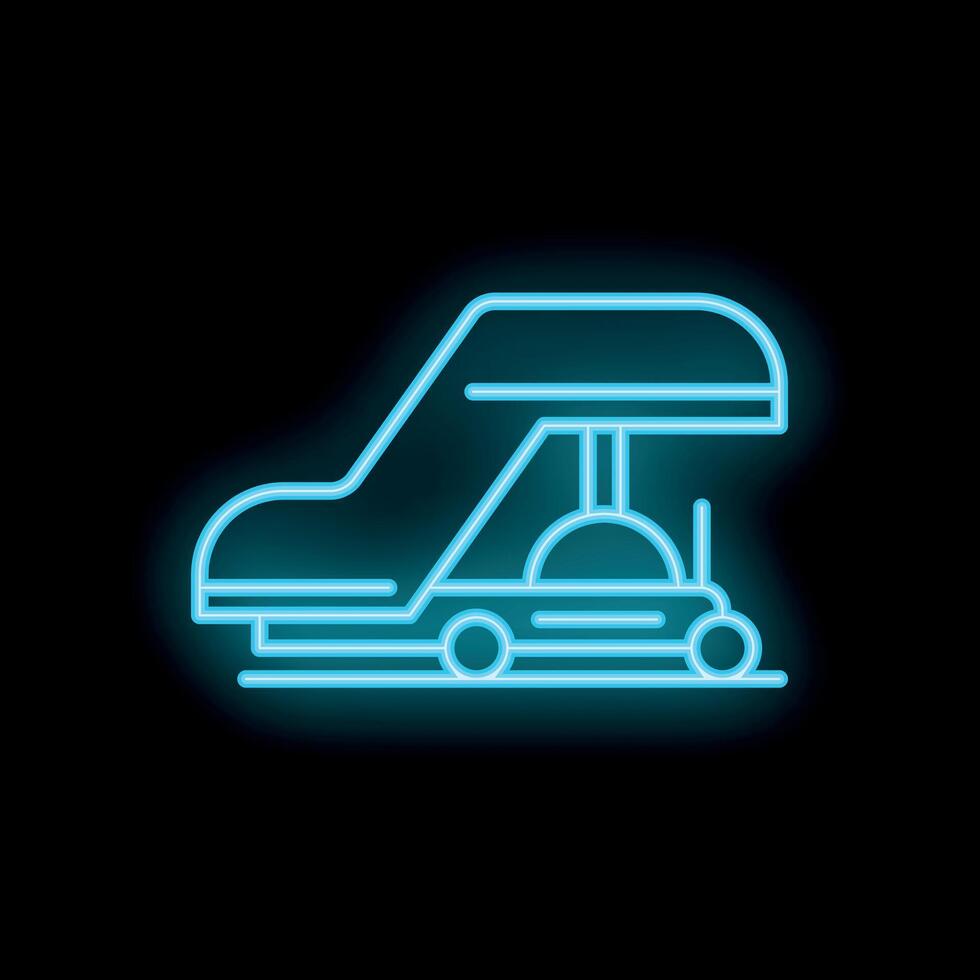 Neon airport passenger boarding bridge sign on black background vector