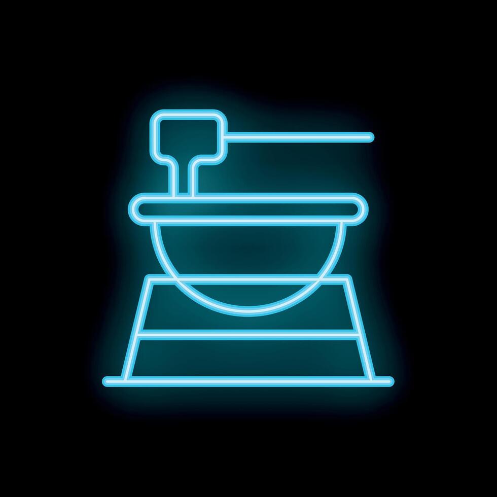 Blue neon sign icon of a baby cradle swinging vector