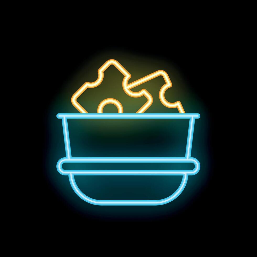 Neon sign of a mining cart filled with gold nuggets vector