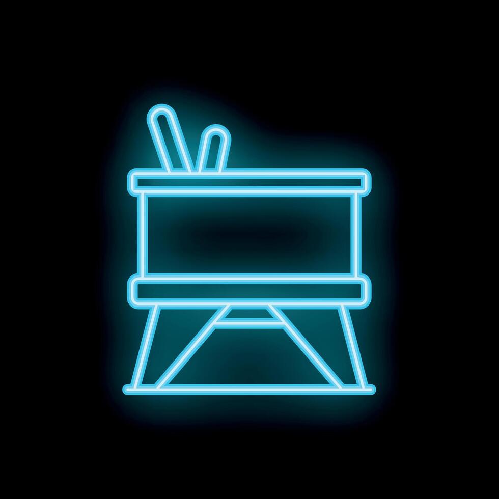 Neon icon of circus podium with crossbars shining in blue light vector