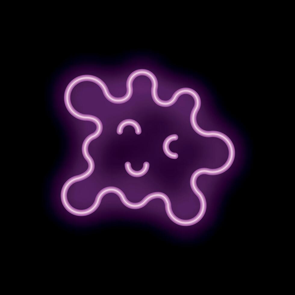 Neon amoeba icon glowing purple on black background vector
