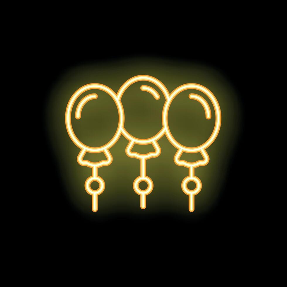 Neon balloons glowing on dark background representing celebration vector