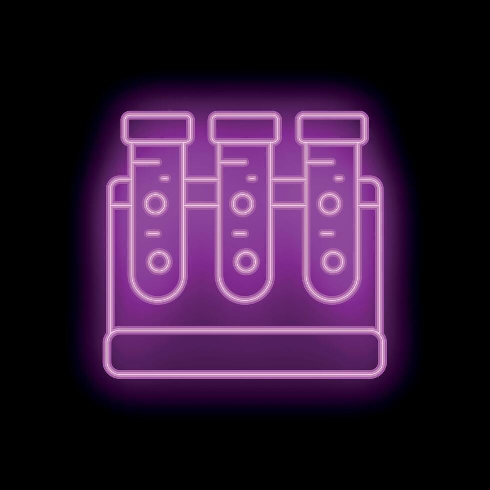 Neon icon of test tubes in a laboratory setting vector