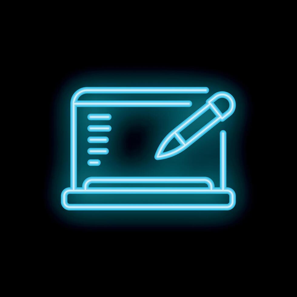 Neon online writing icon depicting digital content creation vector