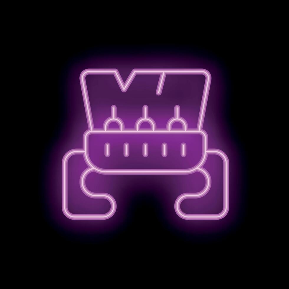 Neon router icon glowing on dark background vector