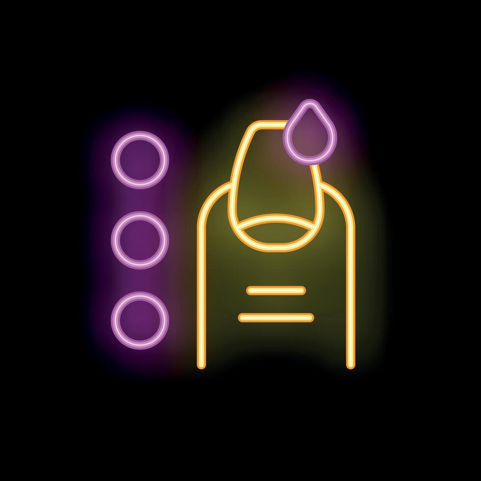 Neon sign for manicure with nail polish drying showing process of nail polish application vector