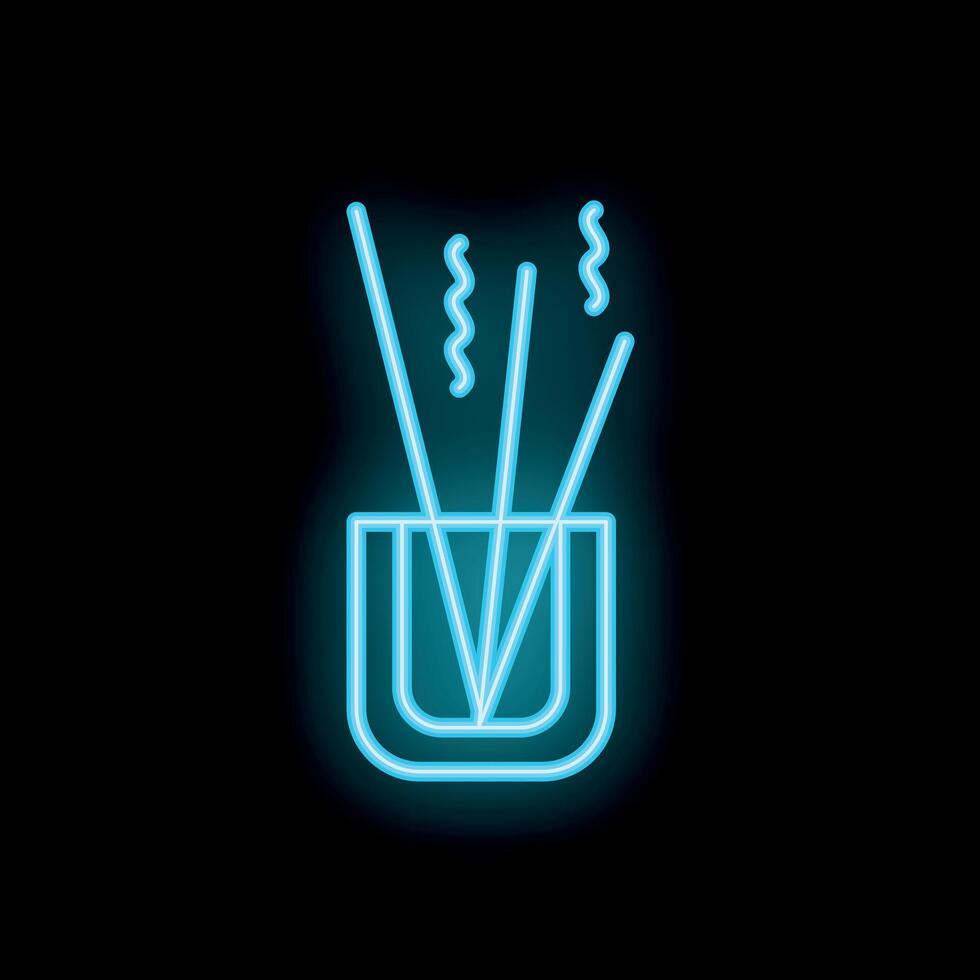 Neon blue aroma reed diffuser spreading pleasant scent vector