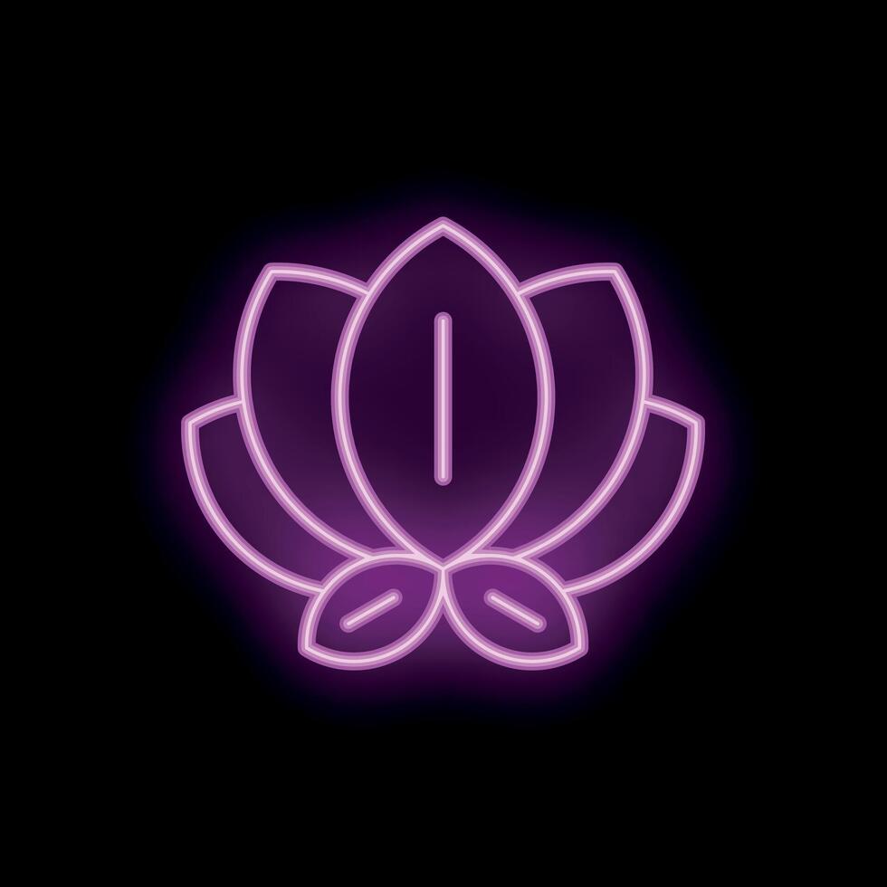 Neon icon of lotus flower glowing on black background vector