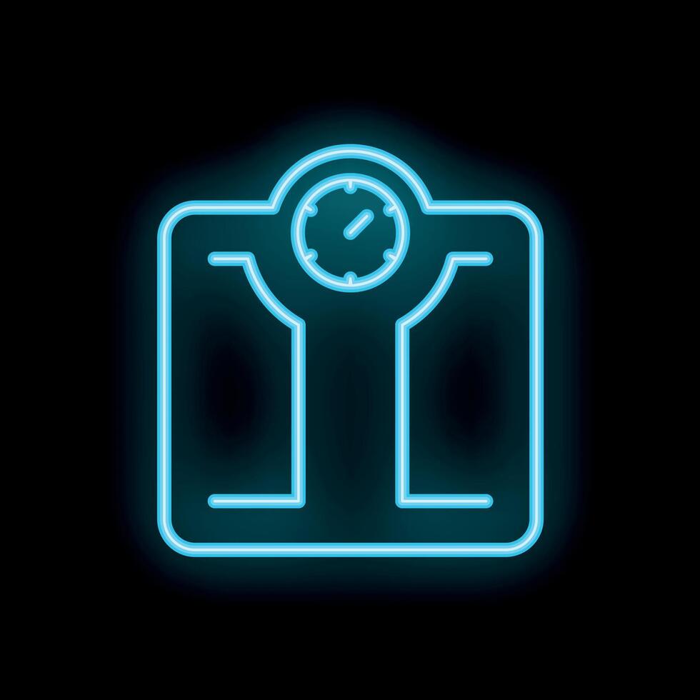 Neon bathroom scale glowing on black background vector