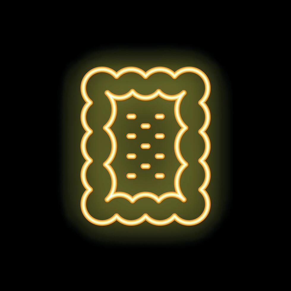 Square cookie glowing neon sign on black background vector
