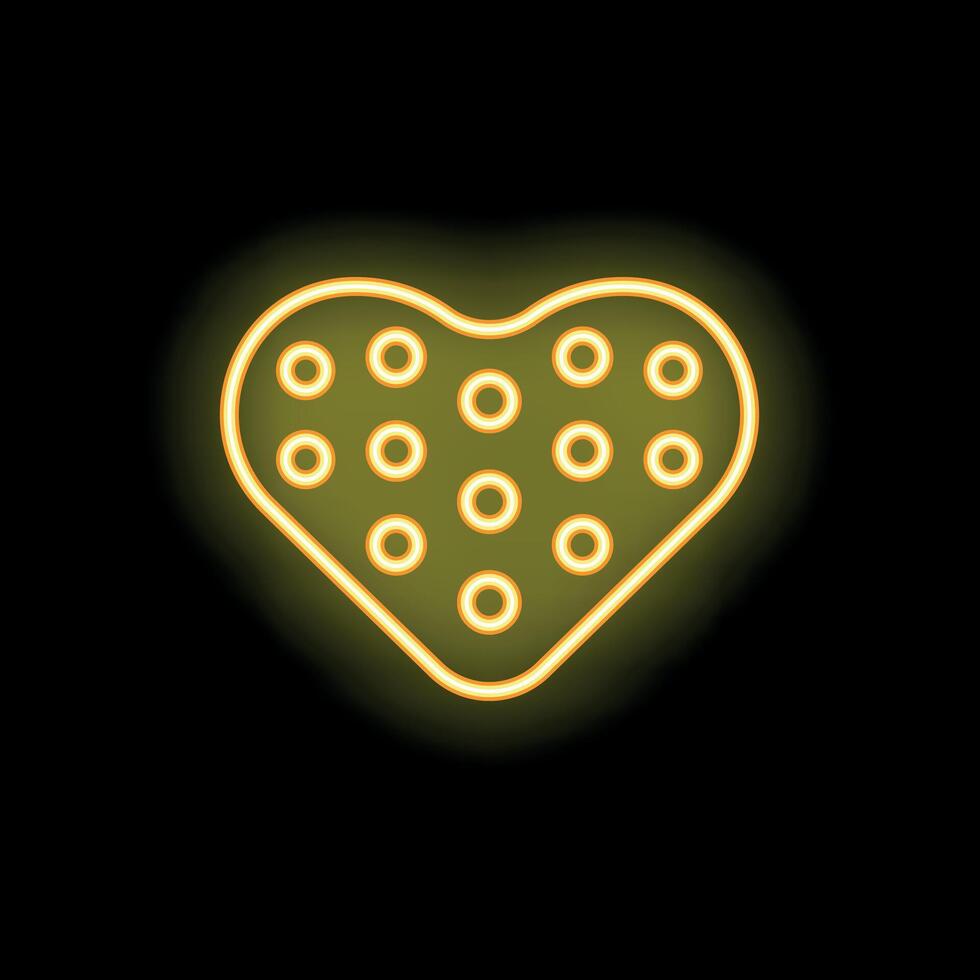 Neon heart shape shining on black background vector