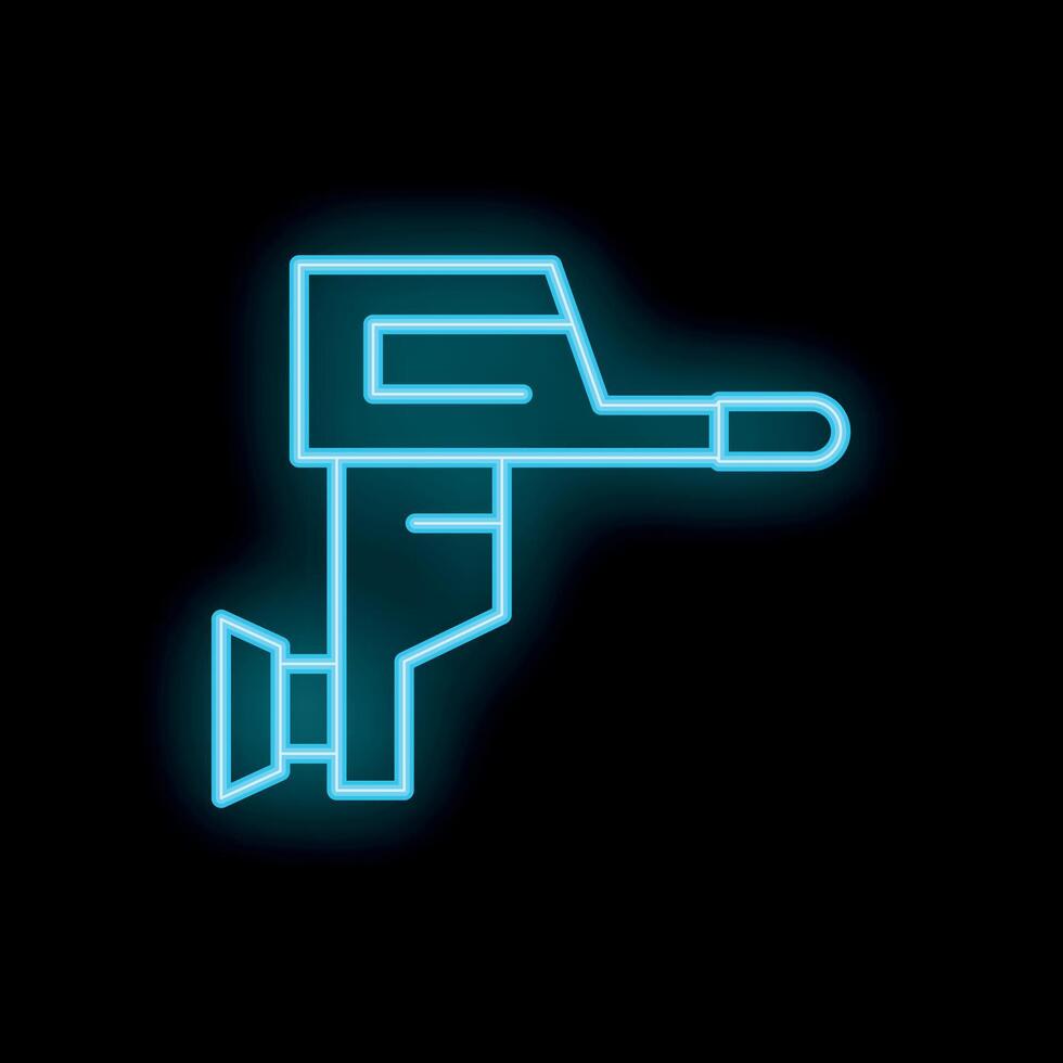 Blue neon icon of boat motor isolated on black background vector
