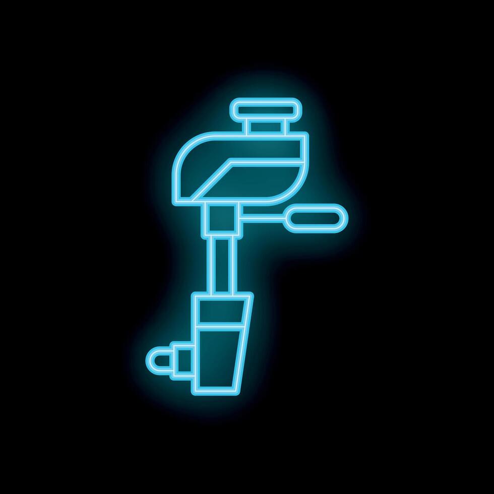 Neon outboard motor shining on black background vector