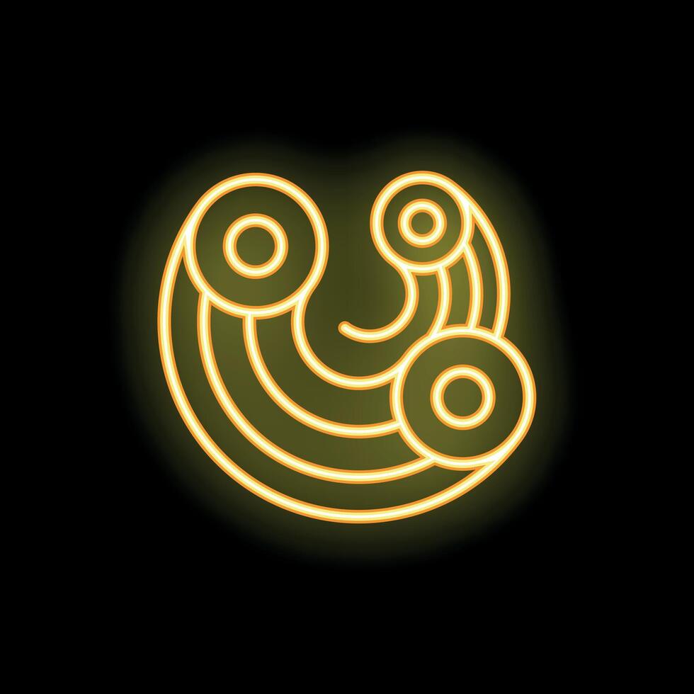Neon yellow abstract circular shape on black background vector