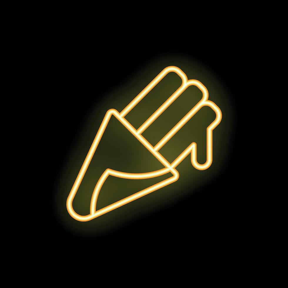 Yellow neon sign of ice cream dripping on black background vector