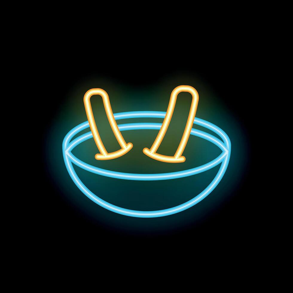 Neon sign showing bowl with chopsticks and asian food vector