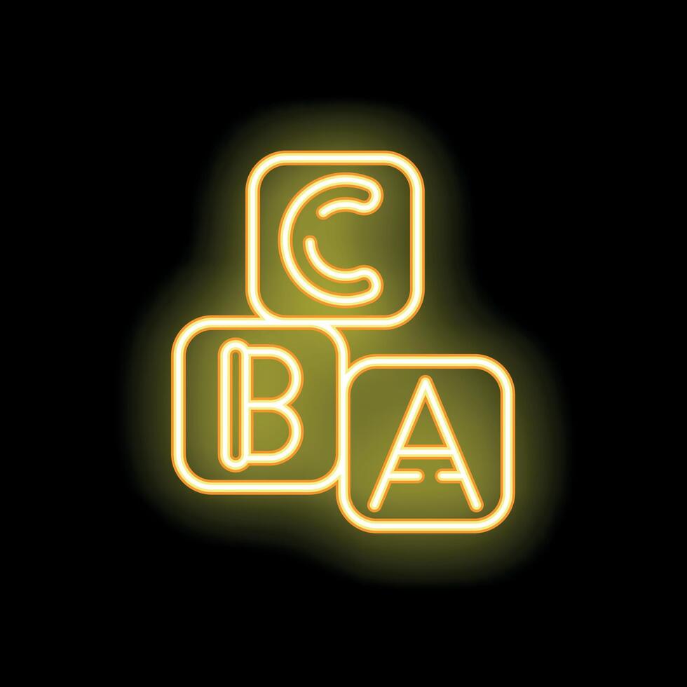 Neon sign of alphabet blocks for education and childhood concept vector