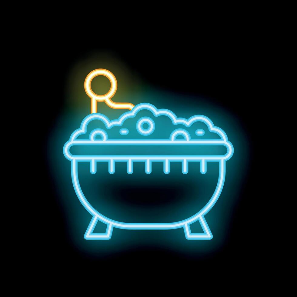 Neon sign of bath with foam for spa salon or bathroom vector